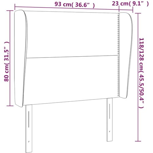  Uzglavlje s u&amp;scaron;ima smeđesivo 93x23x118/128 cm od tkanine Slike