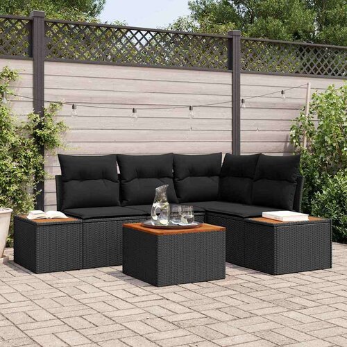  Vrtna sedežna garnitura z blazino 5 pcs Črna Poly ratan, (5000134113) Cene