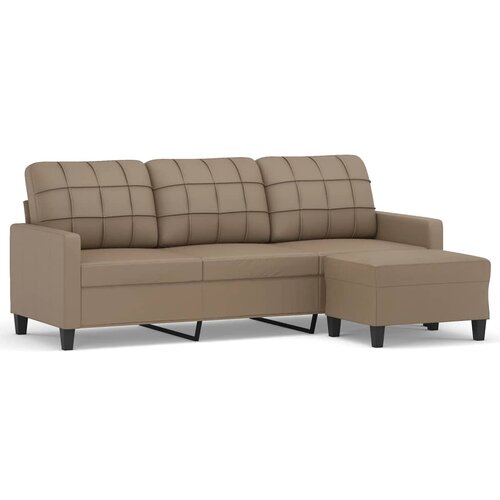 Maison Chic kavč - Sofa - Kanape trosed s stolčkom za noge kapučino 180 cm umetno usnje, (21727783) Cene
