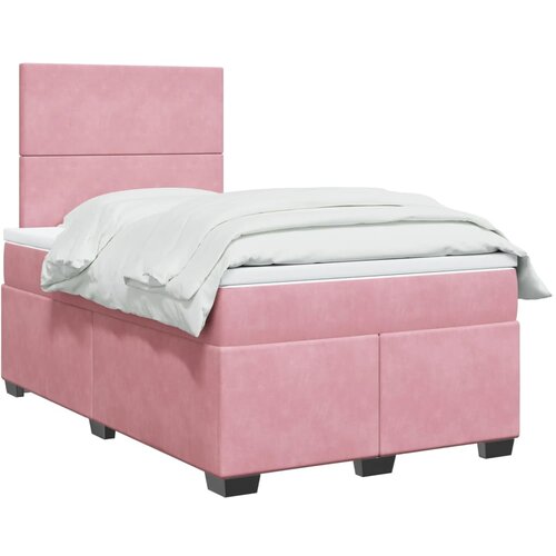 VidaXL Box spring postelja z vzmetnico roza 120x200 cm žamet Slike
