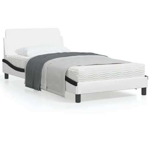 VidaXL Okvir za krevet s uzglavljem bijelo-crni 100x200cm umjetna koža Slike