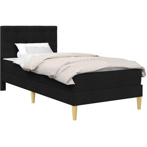  Okvir kreveta s madracem s uzglavljem Crna 90 x 200 cm tkanina Slike