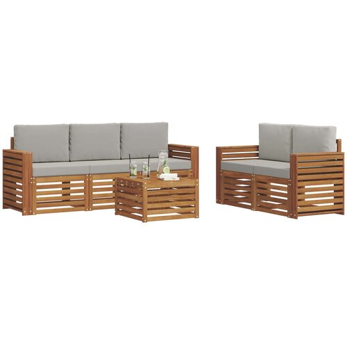  Set vanjskih sofa 6 kom. Prirodna i svjetlosiva Slike