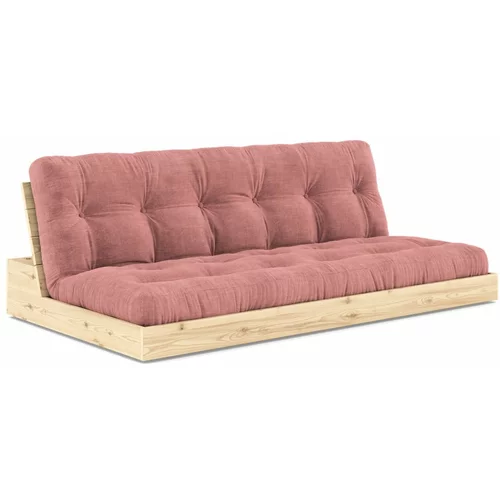 Karup Design Rožnata raztegljiva sedežna garnitura iz rebrastega žameta 196 cm Base –