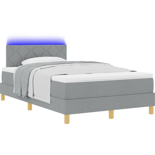 VidaXL Postelja z box springom s vzmetnico &amp;amp; LED svetlobo Svetlo siva 120x190 cm Tkanina, (22081232) Slike
