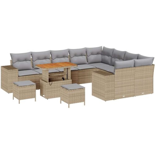  Set vrtnog sofa od 12 komada s jastučićima bež poli ratan akacija  set vrtnog blagovaonog namještaja od 3 komada s jastučićima b Cijene
