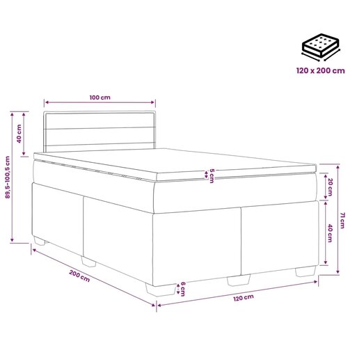  Boxspring krevet s madracem Svjetlosiva 120 x 200 cm Tkanina - Svjetlosiva 120 x 200 cm Dizajn linija Slike