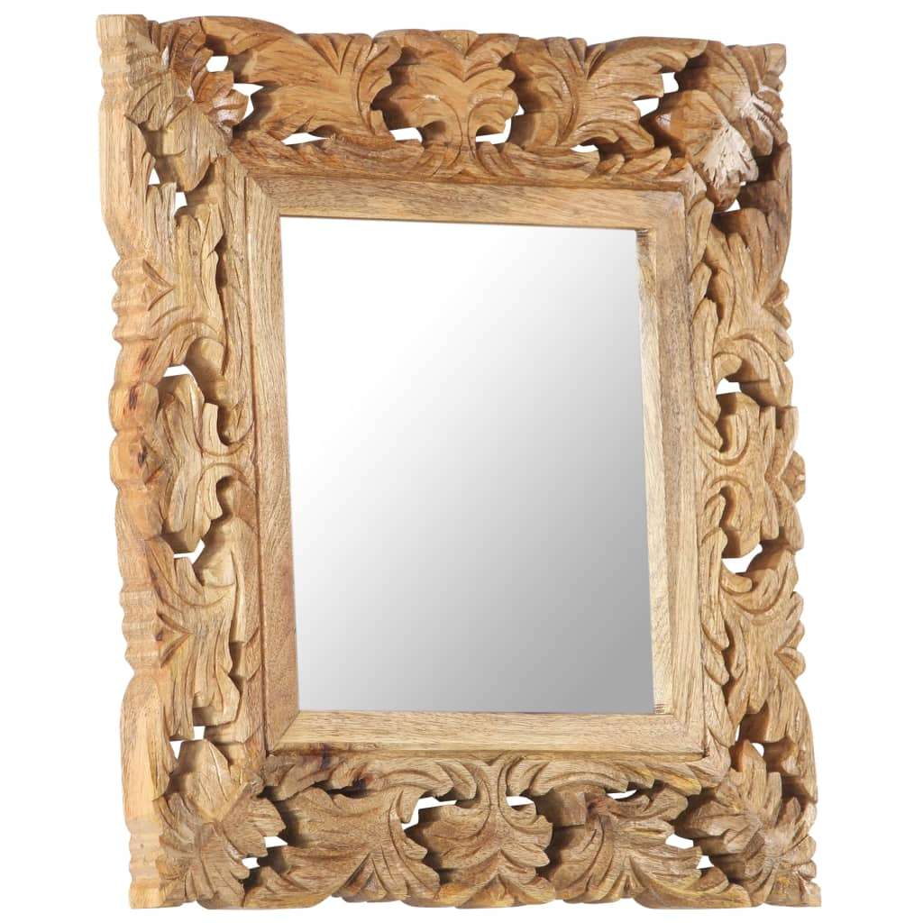VidaXL Ručno izrezbareno ogledalo smeđe 50 x 50 cm masivno drvo manga Slike