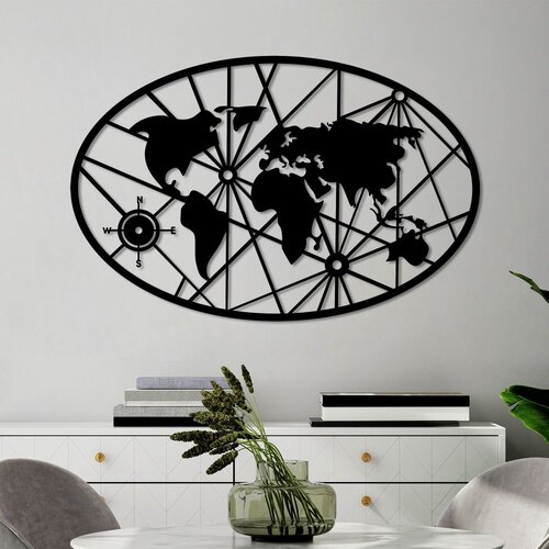 Wallity Zidna dekoracija Mapa svijeta 8-S v2, 40 x 62 cm, Crna Cene