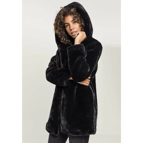 UC Ladies Women's Hooded Teddy Coat Black