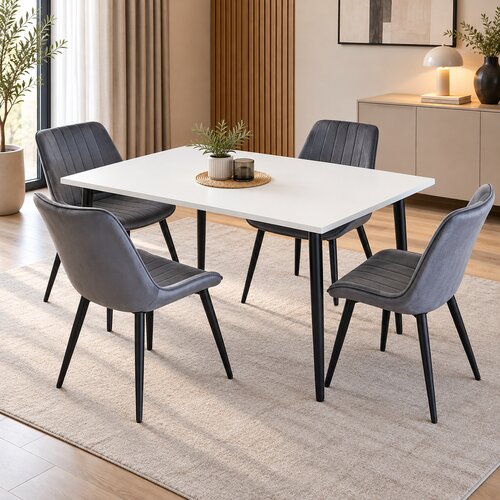 MODUL Trpezarijski set Linea Steel, sto i 4 stolice Cene
