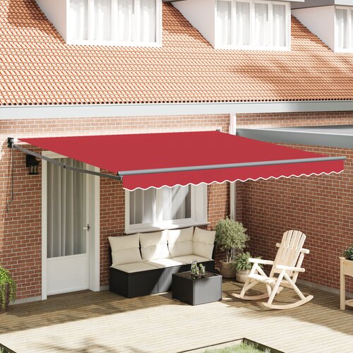 VidaXL ročna retraktibilna tenda rdeča 400x300 cm, zamenjava tkanine tende za okvir 4x3 m rdeča Slike