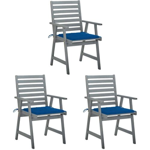  Zunanji jedilni stoli z blazinami 3 kosi trden akacijev les, (20662187) Slike