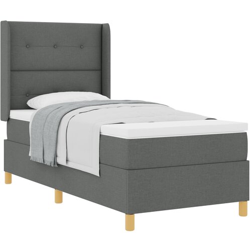 VidaXL Kutna krevetna podloga s madracem Tamno siva 90x200 cm Tkanina Slike