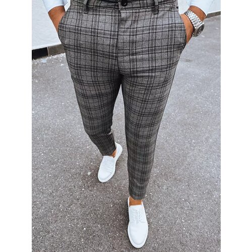 DStreet Men's Dark Grey Checkered Chino Trousers Cene