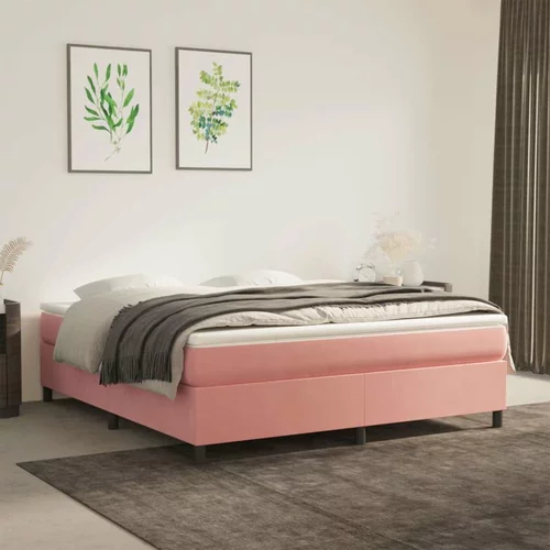  za krevet s oprugama ružičasti 160x200 cm baršunasti