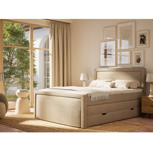 Maison de R&amp;ecirc;ve Bež boxspring postelja s prostorom za shranjevanje 180x200 cm Fresco &amp;ndash; Slike