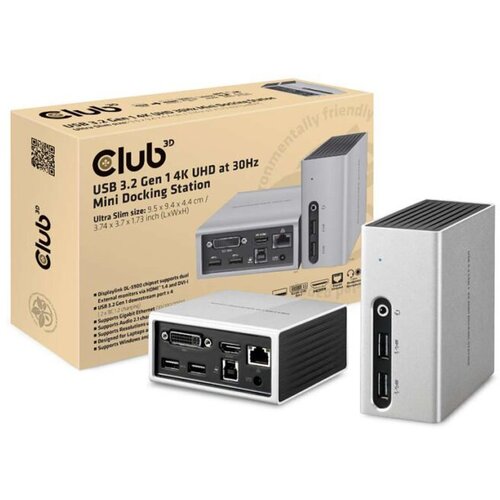 Docking station Club 3D USB TYPE A 3.1 GEN 1 4K UHD MINI STATION CSV-3104D Slike