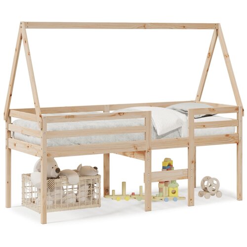 VidaXL Visoki krevet s krovom 75 x 190 cm od masivne borovine Slike