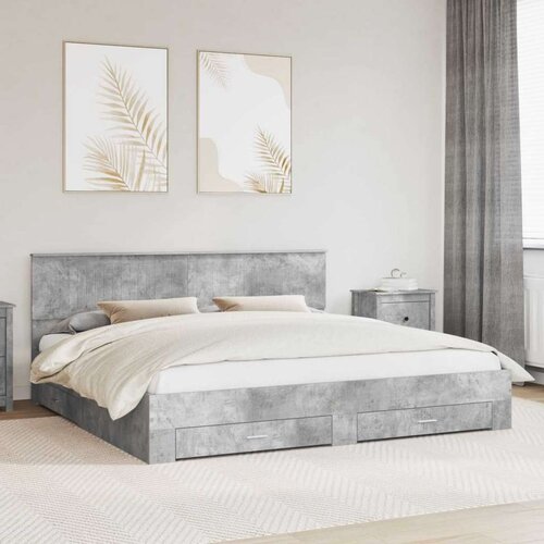  Konstrukcija postelje z vzglavjem Betonsko siva 200 x 200 cm, (5000103425) Cene