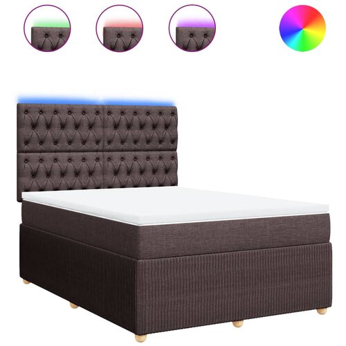vidaXL Box spring postelja z vzmetnico temno rjav 140x190 cm blago, (21304895) Cene