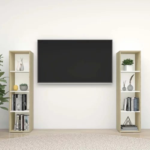 vidaXL TV omarice 2 kosa bele sonoma hrast 142,5x35x36,5 cm iverna pl.
