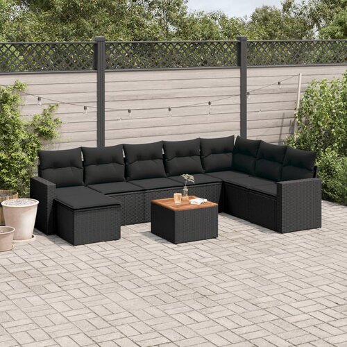 vidaXL 9-dijelni set vrtnih sofa s jastucima crni od poliratana Cijene