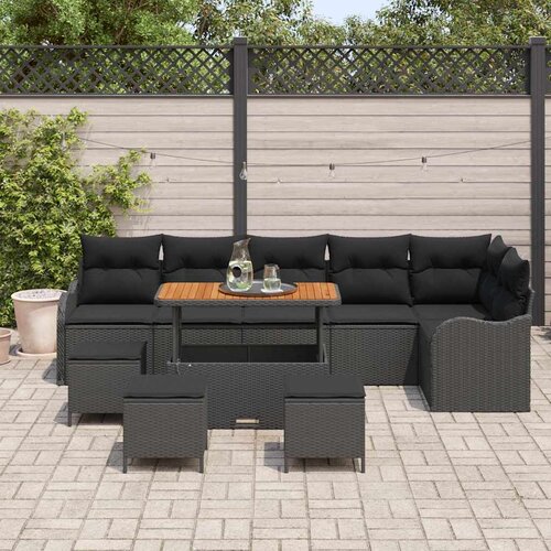  Sjedeća garnitura za vrt 10 kom. Crna poliratan 287,5 x 122,5 x 85 cm Slike