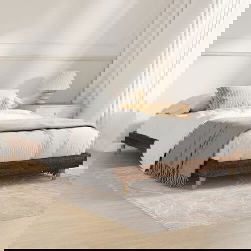 VidaXL Posteljni okvir rjav hrast 90x200 cm inženirski les Slike