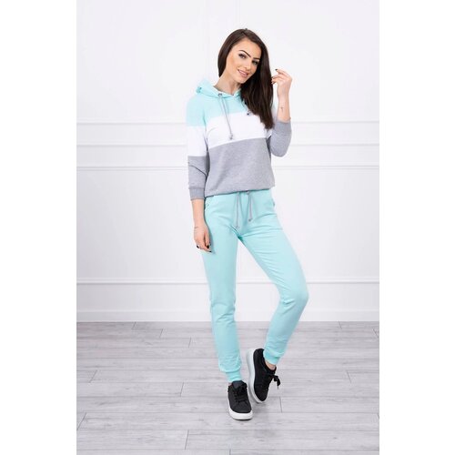 Kesi Set with colorful stripes mint+white Slike