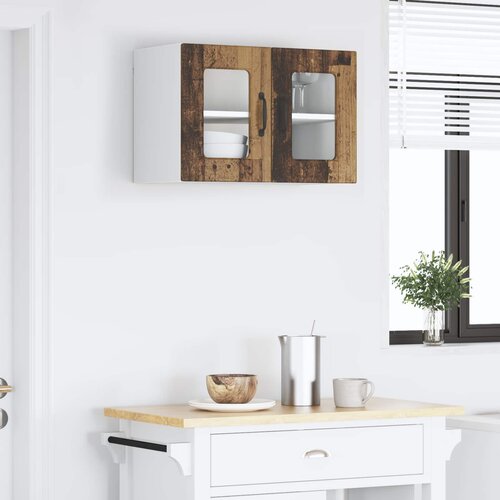  Zidni stakleni ormarić Lucca Staro drvo 60 x 31 x 40 cm Slike