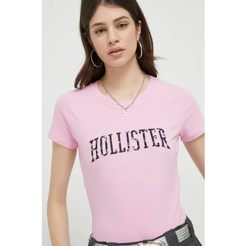 Hollister Co. Kratka majica ženski, roza barva