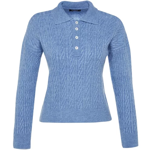 Trendyol Blue Wide Fit Soft Textured Knitwear Sweater