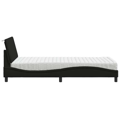  Krevet s madracem Hanko crni 100 x 200 cm od tkanine Slike