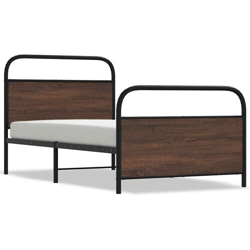 Maison Chic Posteljni okvir - Enojna postelja - Postelja za odrasle brez vzmetnice 100x200 cm rjav hrast inž. les-J6484, (21767826) Slike
