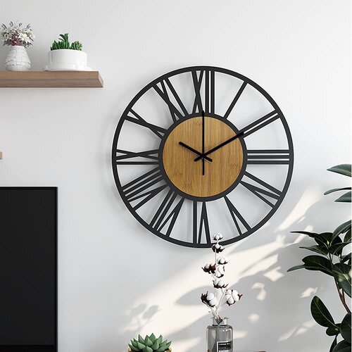 Tutumi Okrugli zidni sat Loft 35 cm metalni/drveni Slike