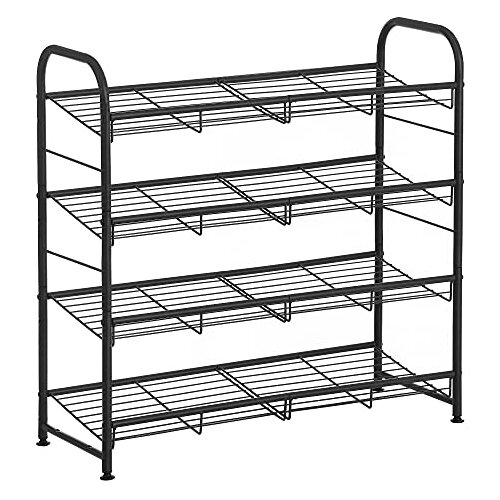 Songmics 4-nadstropno stojalo za čevlje, organizator za shranjevanje čevljev, za do 16 parov, jeklo, 68,5 x 27,5 x 65 cm, za visoke pete, &amp;scaron;portne copate, copate, v Enterwayu, črna LMR067B01, (21313480) Slike