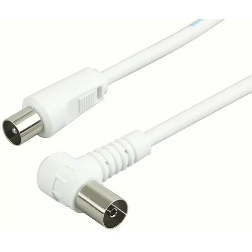 SCHWAIGER Priključni kabel za antenu (10 m, Bijele boje, 75 dB, IEC utikač na IEC kutnu utičnicu)