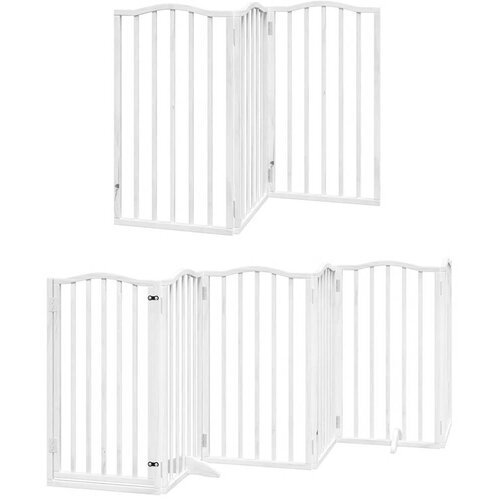  Vrata za pse s vrata&amp;scaron;cima 9 panela sklopiva 450 cm drvo topole Bijela 50 x 90 x 2 cm Slike