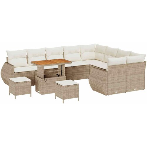 vidaXL Vrtna sedežna garnitura 12 pcs Bež poli ratan, (5000145741) Cene