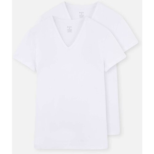 Dagi White D5030 Compact V-Neck T-shirt 2-pack Cene