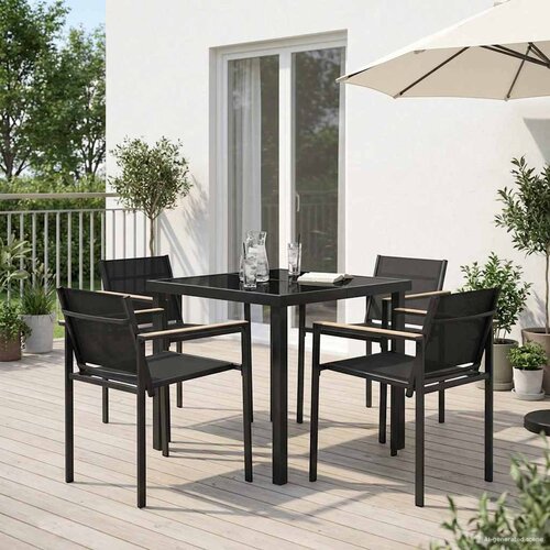  Set vanjskog namje&amp;scaron;taja 5 pcs Crna i antracit 80 x 80 x 73 cm Slike