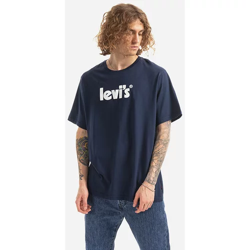 Levi's Bombažen t-shirt mornarsko modra barva