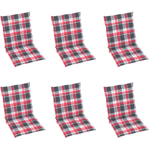  Jastuci za stolice 6 kom crveni karirani 100x50x3 cm od tkanine Slike