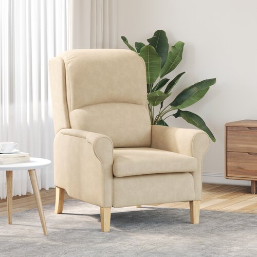 VidaXL Kremni naslanjač Krem Tkanina in les Standard Ergonomski Slike