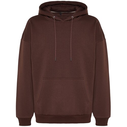 Trendyol Brown Men&amp;#039;s Oversize Hoodie Printed Sweatshirt with a Soft Pillow Inside and a Floral Print Slike