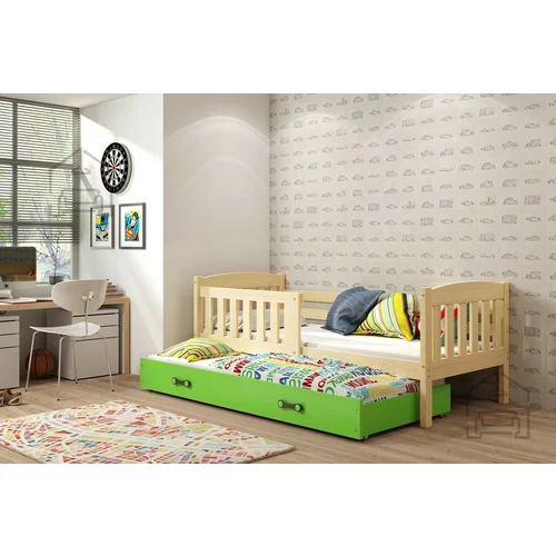 BMS Group Otroška postelja Kubus z dodatnim ležiščem - 90x200 cm - bor/zelena