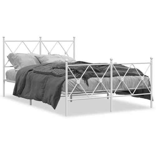 VidaXL Metalni okvir kreveta uzglavlje i podnožje bijeli 120x200 cm Slike