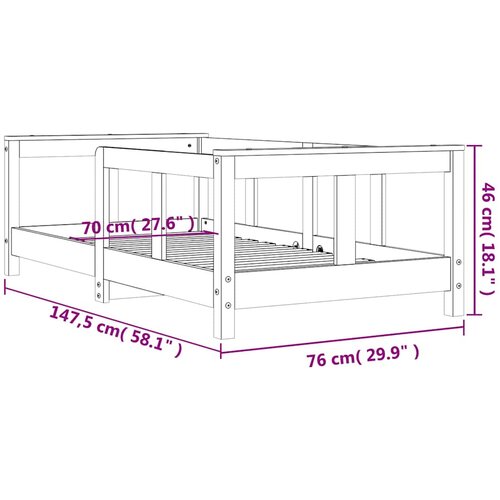  Okvir za dječji krevet 70 x 140 cm od masivne borovine Slike