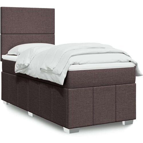  Box spring postelja z vzmetnico temno rjava 90x200 cm blago, (21291208) Cene